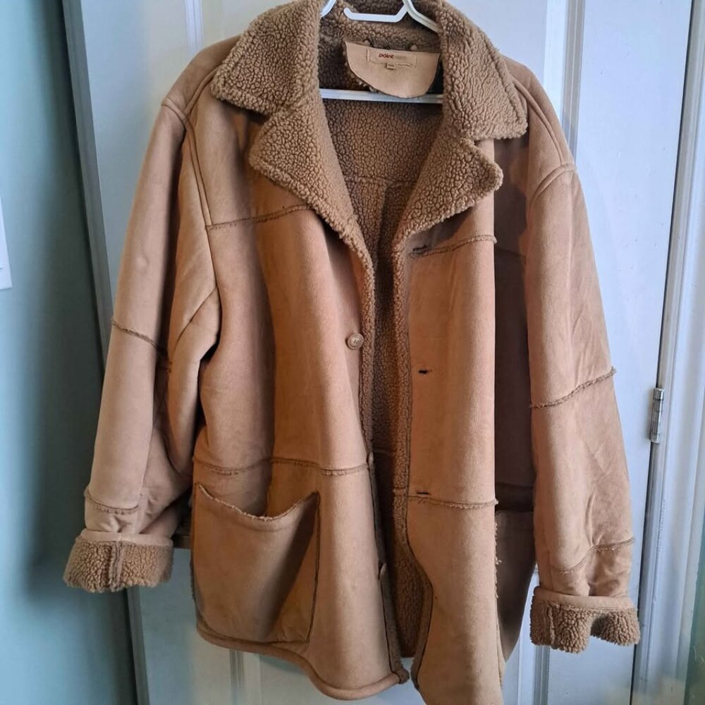 Brown Faux Shearling Coat – Point Zero